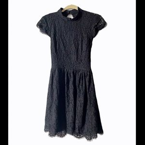 Black lace high neck, open back dress. Size small